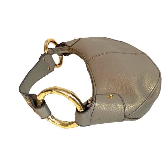 Mondani New York Taupe Bamboo Ring Bag Faux Pebble Leather Interior Pockets NWOT - Picture 2 of 8